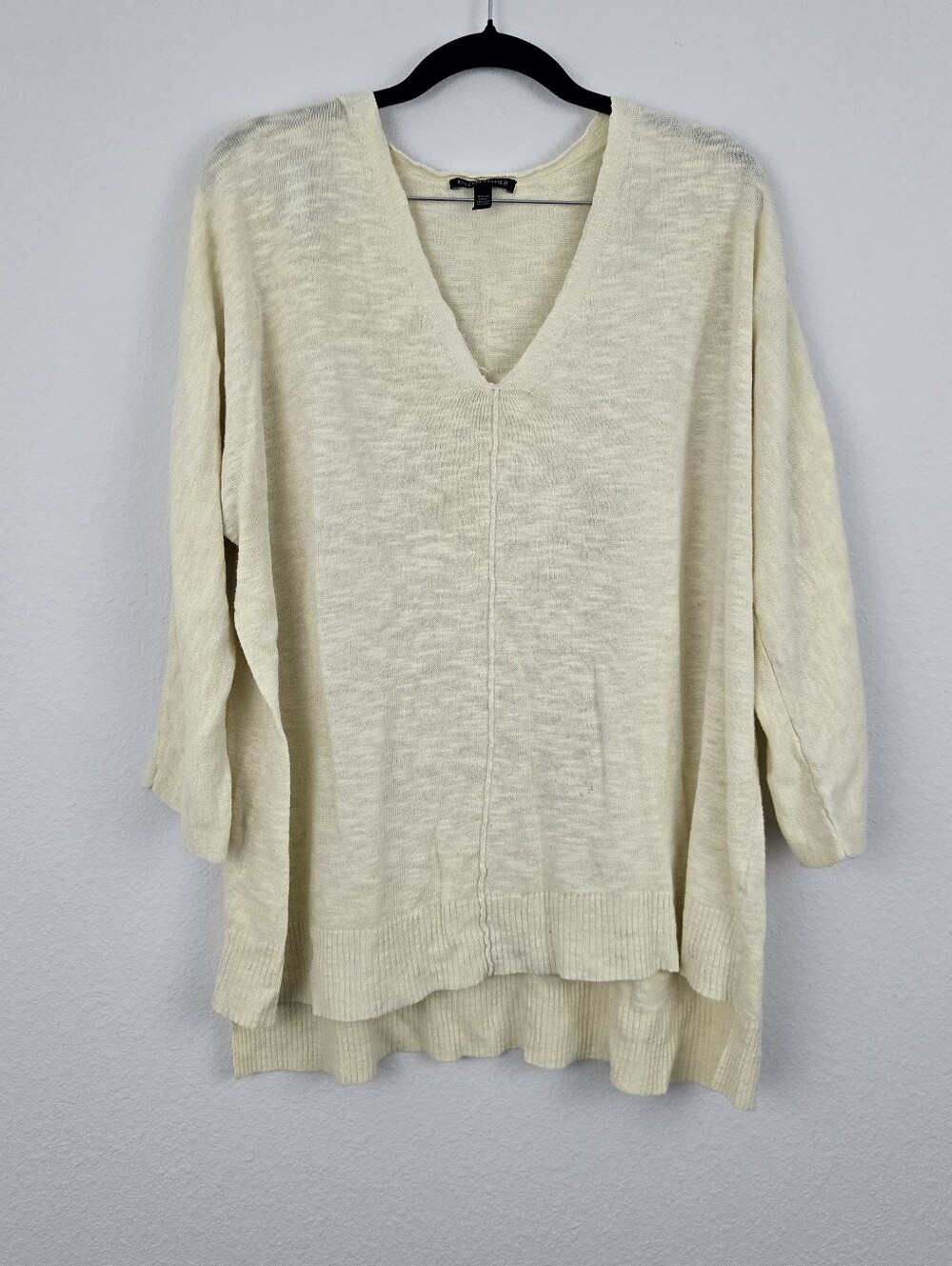 Eileen Fisher Yellow 3/4 Sleeve Vneck Top